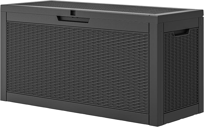Outdoor Storage Box, 60 Gallon Outside Deck Box Waterproof,Resin Outdoor Storage Cabinet With Lockable Lid,Backyard Storage Bench For Garden Tools,Patio Cushions, Pool Tools, Package Delivery