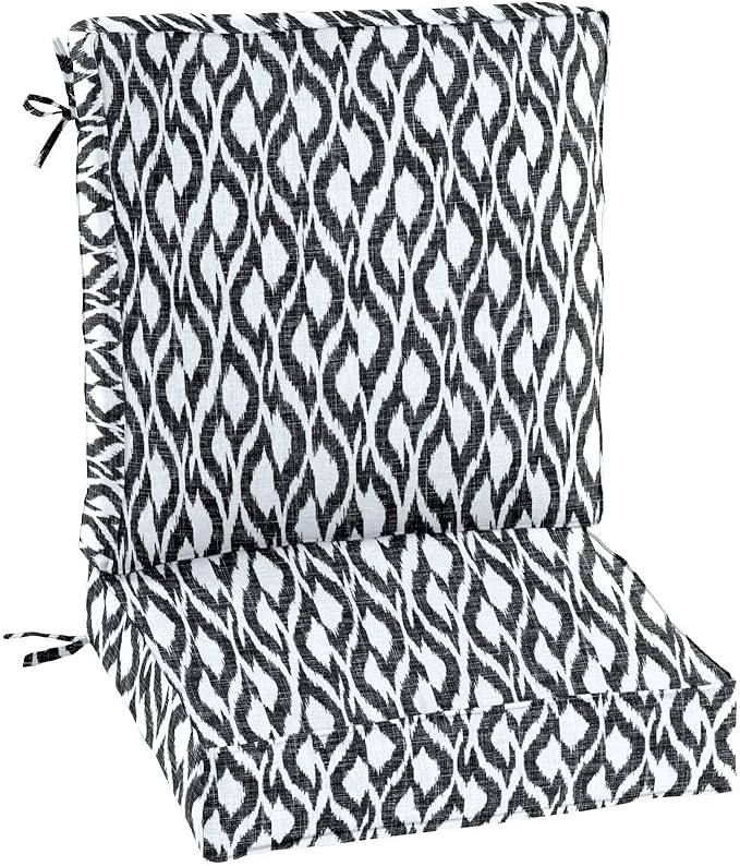 BrylaneHome Bh Outdoor Performance 2-Section Deep Seating Cushion - Black Ikat
