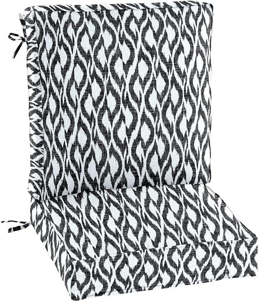 BrylaneHome Bh Outdoor Performance 2-Section Deep Seating Cushion - Black Ikat