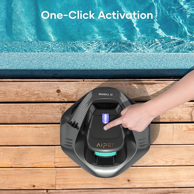 AIPER Cordless Robotic Pool Cleaner, Pool Vacuum Lasts 90 Mins, LED Indicator, Self-Parking, Ideal for Above-Ground Flat Pool up to 860 sq.ft