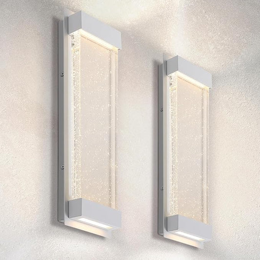 ASD LED 18 Inch Bubble Glass Wall Light Fixture | 22W 520LM 3000-5000K 100-277V | 3CCT, Waterproof, Dimmable, Up-Down Glow, ETL Listed | Exterior Flush Mount Sconce, Outdoor Lighting | White, 2 Pack