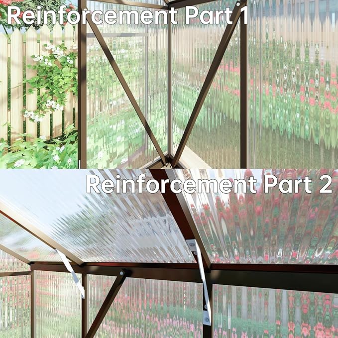 CQZY 8x12 FT Greenhouse for Outdoors, Polycarbonate Greenhouse with Quick Setup Structure and Roof Vent, Aluminum Large Walk-in Green House for Outside Garden Backyard, Dark Gray