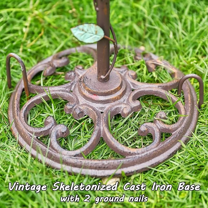 24.5"H Vintage Gazing Globe Stand, Metal Gazing Ball Holder with Cast Iron Base, Garden Gazing Ball Display Stands for 10 Inches Gazing Globes, Glass Ball Stand Holder for Indoor Outdoor Lawn Patio