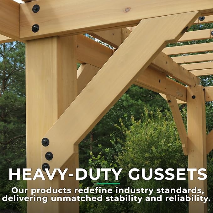 Yardistry 10 x 22 Meridian Cedar Wood Pergola for Patios, Decks, Garden, Backyard, Durable