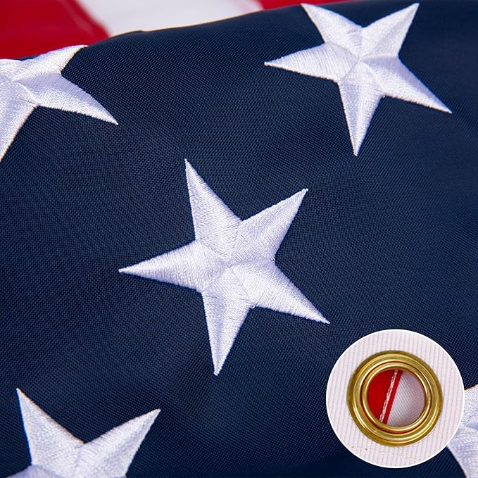 5x8 American Flag for Outside, Heavy Duty Outdoor, All Weather, Embroidered Stars with Brass Grommetss (USA Flag 5X8 FT)