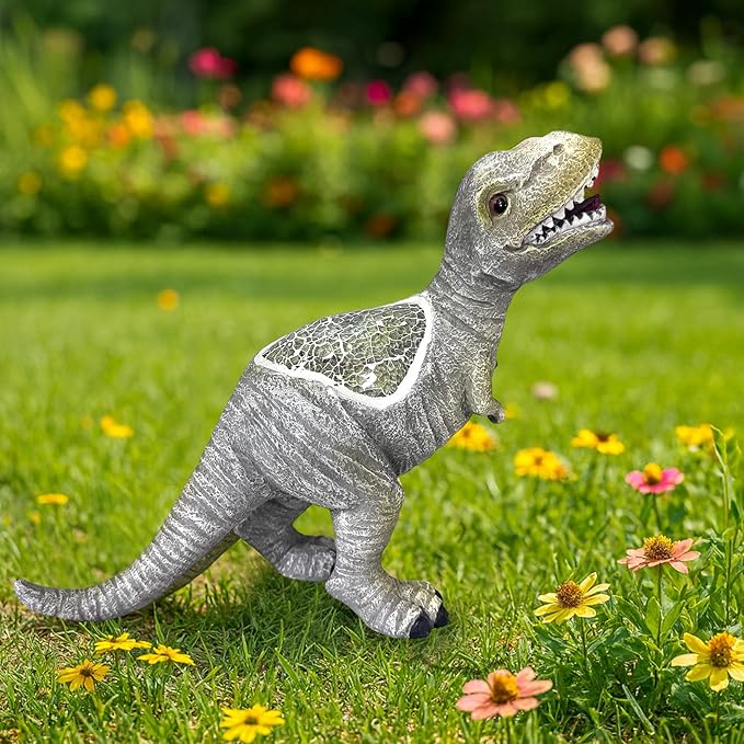Dinosaur Garden Statue Outdoor Decoration - Weather Resistant Resin Dinosaur Sculpture, Hand-Painted Retro Design, Perfect for courtyards, porches, Fish Tanks