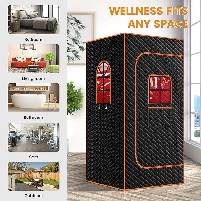 DoCred Infrared Sauna Box,Portable Sauna for Home, Upgraded Personal Steam Saunas with 3L Steamer, Folding Chair, Extra Large Size Foldable Home Sauna, Full Body Sauna Tent for Relaxation Spa