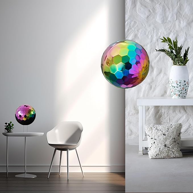 304 Stainless Steel Gazing Ball Sculptures Diamond Ball Decoration Mirror Hollow Decor Ball Reflective Garden Sphere Hollow Metal Ball Ornament Statues Gazing Globe for Home Garden (Rainbow 5Pack)