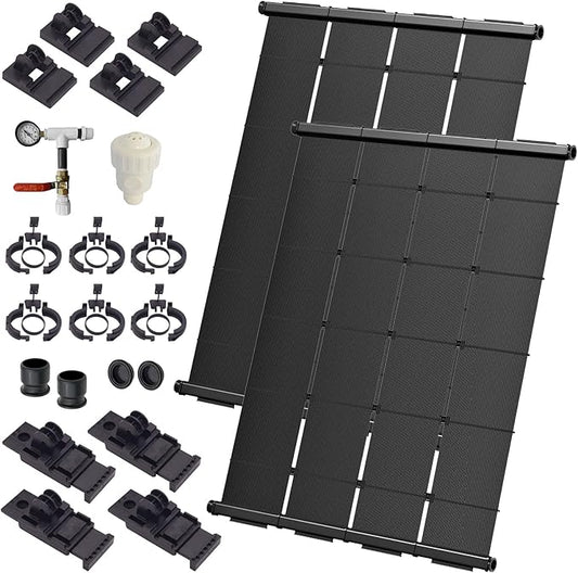 Industrial Grade Solar Pool Heater DIY Kit - Superior High-Wind Strapless Mounting System & Maximum Freeze Resistance (2-4'x7.5' / 60 Square Feet)
