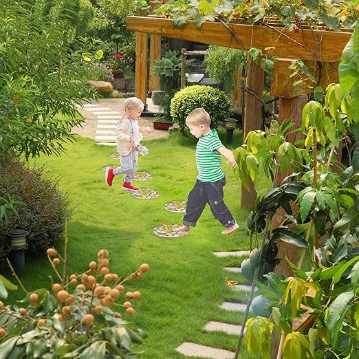 Succulent Pattern Cement Stepping Stones Outdoor - Stepping Stones Pavers for Outside Walkway Stones Multicolored Outdoor Decorative Stone for Garden 0.75 * 10 * 10 Inch LC Lcdecohome