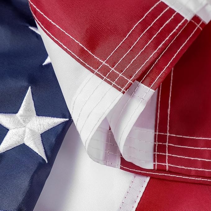 American Flag 8x12 ft: Long Lasting US Flag, Heavy Duty Nylon, Embroidered Stars, Sewn Stripes, Brass Grommets, UV Protection Perfect for Outdoors! USA Flag