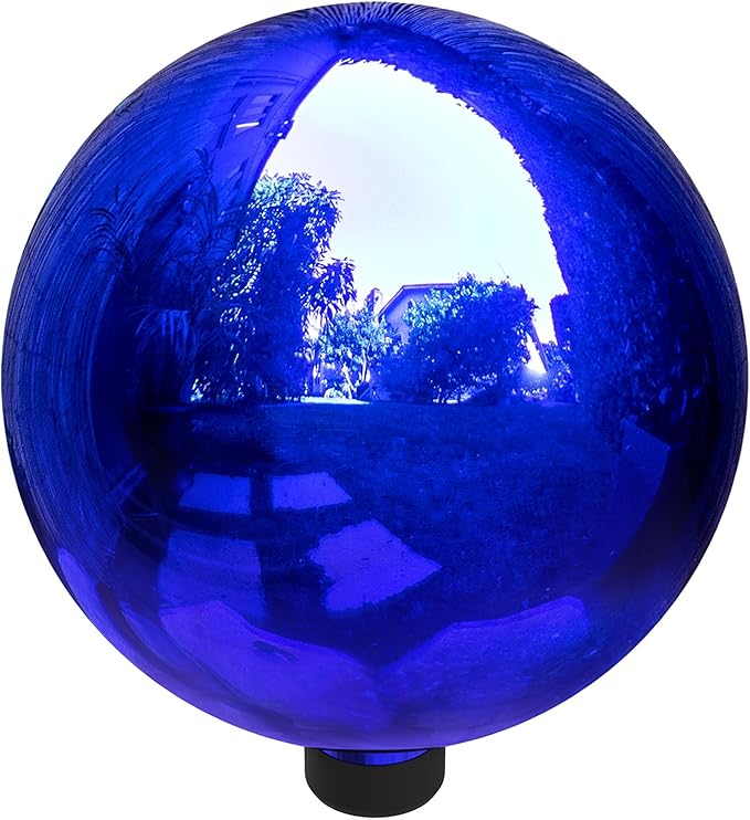 Alpine Corporation | 10" Indoor/Outdoor Glass Gazing Globe — Festive Garden & Yard Décor Accent — Blue
