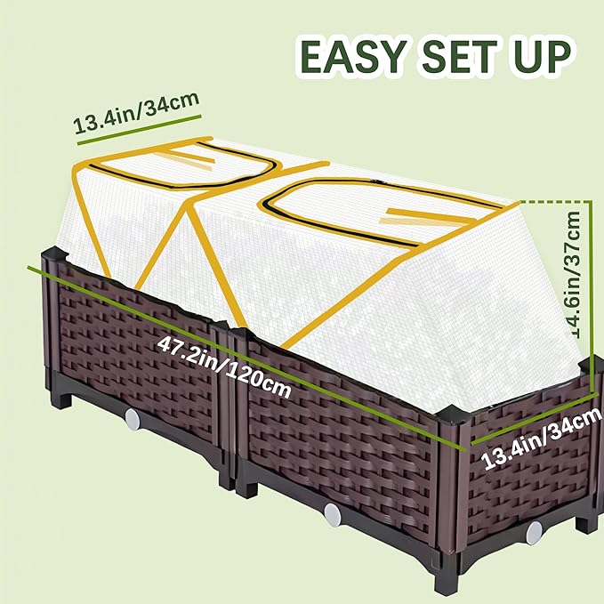 47.2" *14.6" *13.4" Foldable Garden Row Accelerator Plants Cover for Raised Garden Bed, Mini Greenhouse Cover with Two Air Hole and Breathable Mesh, Frost Cover for Plant Vegetable Seedling Protector