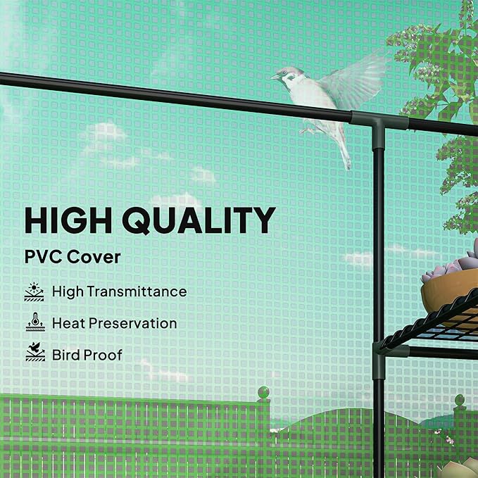 Outsunny 56" x 29" x 76" Portable Walk-In Garden Greenhouse with Built In 3-Tier Shelves