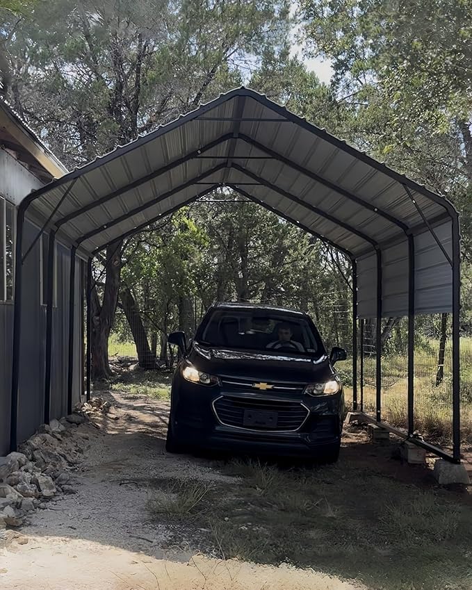 GarveeLife 13 ft x16 ft x11 ft Metal Carport, Steel Heavy Duty Car Ports for All-Weather, for Cars, Motorcycles, ATV, or Boats, N.W. 500 LBS