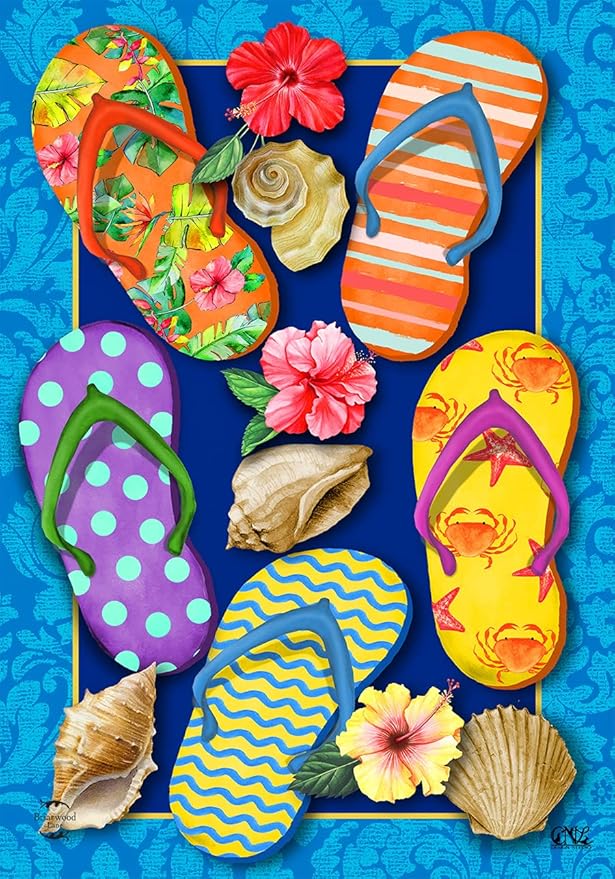 Paradise Flip Flops Summer House Flag 28 x 40 Briarwood Lane