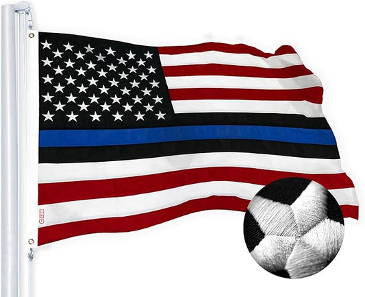 G128 Blue Lives Matter Flag | 4x6 Ft | StormFlyer Series Embroidered 220GSM Spun Polyester | Duty and Honor Flag, Embroidered Design, Indoor/Outdoor, Brass Grommets, Heavy Duty, All Weather