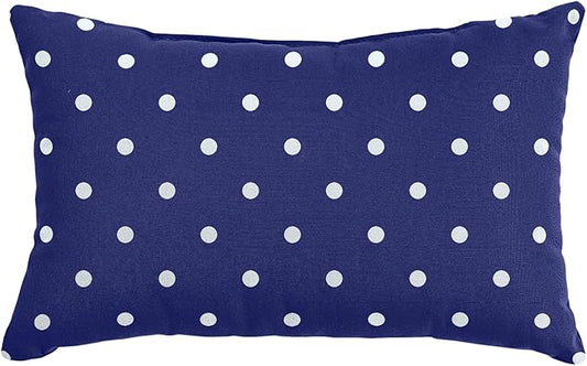 BrylaneHome Lumbar Pillow - 20" L x 13" W - Patio & Outdoor - Water, Stain & Fade Resistant - Evening Blue Dot