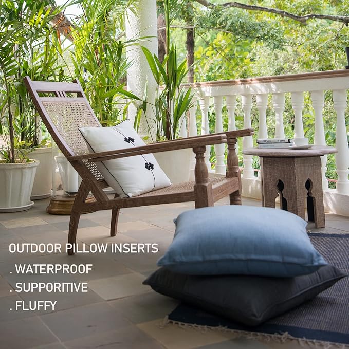 20 x 20 Outdoor Pillow Inserts Pack of 4 Patio Furniture Pillows Cushion Waterproof Square Throw Pillow Inserts Decorative Couch Pillow Inserts White Sofa Sham Cushion Stuffer
