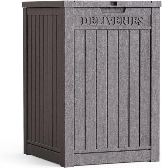 55 Gallon Plus Lockable Resin Deck Box, Waterproof Outdoor Storage Box for Patio Furniture, Garden Tools, Pool Accessories, UV-Resistant Outside Delivery, Grey