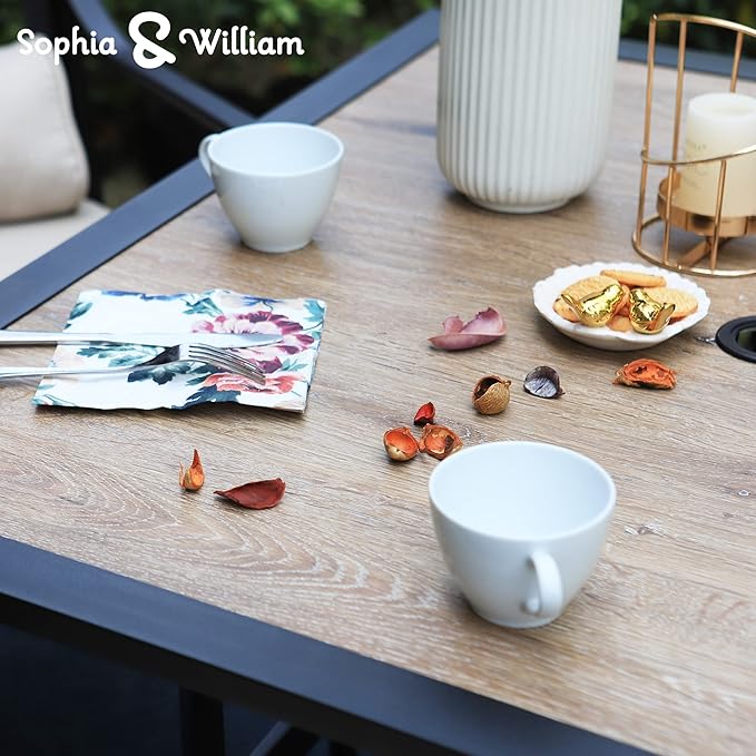 Sophia and William Outdoor Patio Dining Set for 4, Patio Table and Chairs Removable Seat Cushions, Patio Dining Table