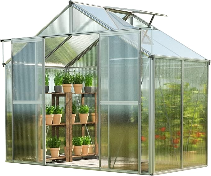 Greenhouse Topas 2 Aluminum Frame 7.4 x 4.4 ft with Approx. 6 mm Polycarbonate Panels