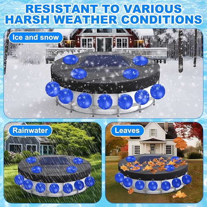 Hungdao 4ft Pool Pillow Cover for Above Ground with 12 Pcs Inflatable Pool Cover Weight with Hook Winter Ice Antifreezing Hanging Bag with Rope and Connection Buckle(Royal Blue,4x8 ft,Rectangle)