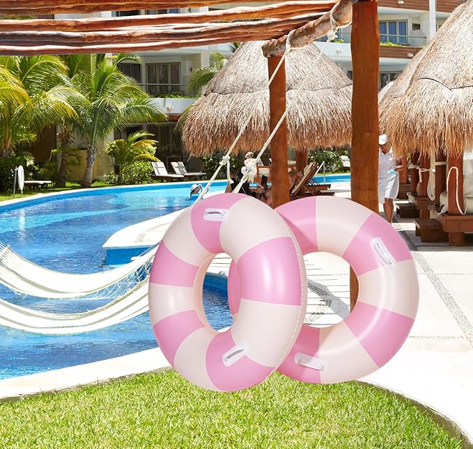 2PCS Large Swimming Pool Tubes Inflatable Pool Floats for Adult Swim Ring Floaties Inflatable Swimming Pool Raft Summer Beach Lounger Float Party Supplies
