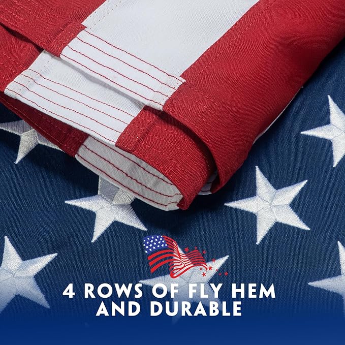 American Flag 8x12 Ft for Outside Longest Lasting- Ultra Durable, Tear-Proof Heavy Duty Spun Polyester US USA Flags - Fade Resistant, Embroidered Stars, Sewn Stripes, Brass Grommets - Outdoor Decor