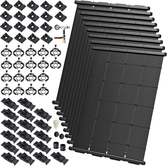 Industrial Grade Solar Pool Heater DIY Kit - Superior High-Wind Strapless Mounting System & Maximum Freeze Resistance (9-4'x6.5' / 234 Square Feet)