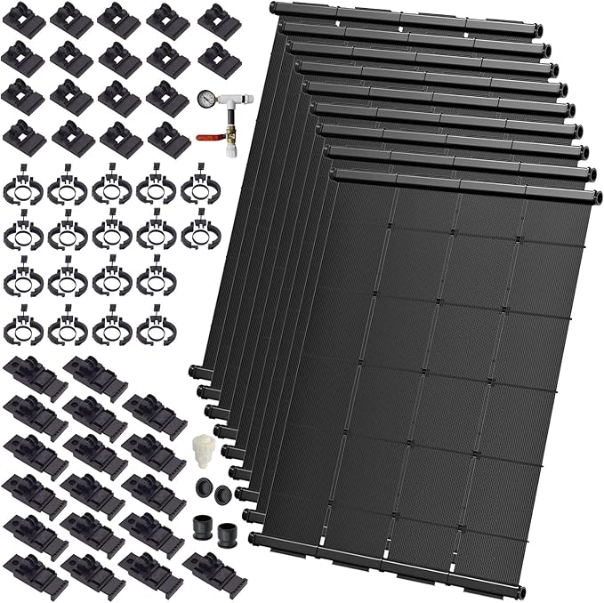 Industrial Grade Solar Pool Heater DIY Kit - Superior High-Wind Strapless Mounting System & Maximum Freeze Resistance (9-4'x12.5' / 450 Square Feet)