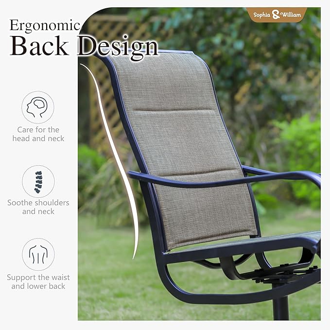 Sophia & William Patio Dining Set 9 Pieces Outdoor Metal Furniture Set, 8 x Patio Dining Swivel Chairs Padded with 1 Expandable 6-8 Person Table for Lawn Garden
