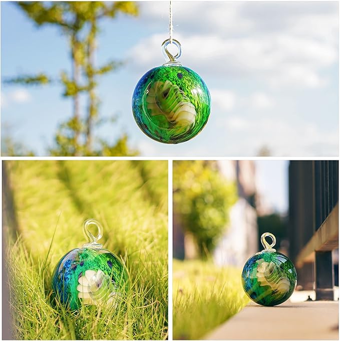 QFkris 4" Hanging Gazing Balls for Gardens Decorative Outdoor Hand-Blown Glass Ornament Friendship Balls Witch Ball for Women