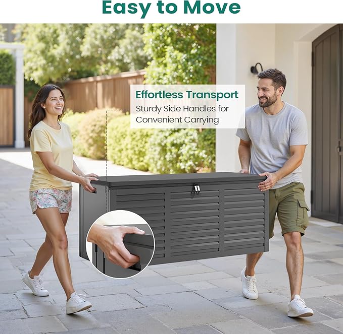 Resin Deck Box 130 Gallon, Lockable & Waterproof Outdoor Storage, UV-Resistant Patio Box for Cushions, Tools, and Outdoor Accessories (Black)