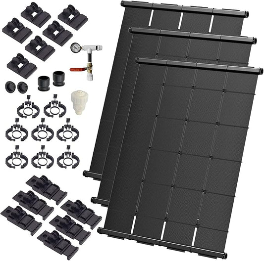 Industrial Grade Solar Pool Heater DIY Kit - Superior High-Wind Strapless Mounting System & Maximum Freeze Resistance (3-4'x12.5' / 150 Square Feet)