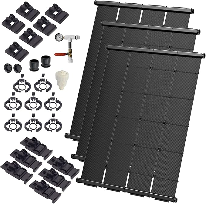 Industrial Grade Solar Pool Heater DIY Kit - Superior High-Wind Strapless Mounting System & Maximum Freeze Resistance (3-4'x10.5' / 126 Square Feet)