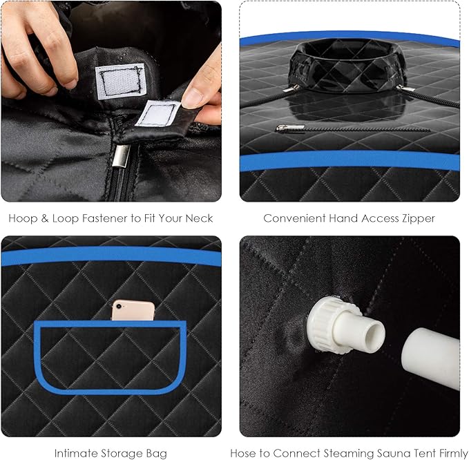 COSTWAY Portable Steam Sauna, 3L Foldable Sauna Spa with Remote Control, 9-Gear Temperature and Timer, Atomization Function, Personal Sauna Tent for Relaxation at Home (Black)