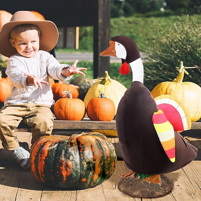 Thanksgiving Turkey Goose Outfit Porch Goose Outfits Yard Clothes Silly Lawn Shirt for 23'' Cement Plastic Duck Decorations