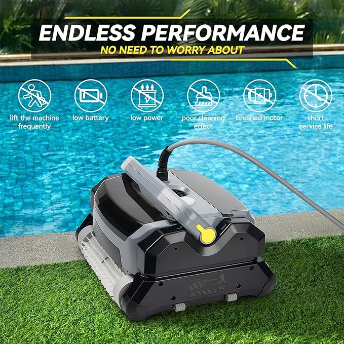 Fully Automatic Robot Swimming Pool Vacuum Cleaner, with Wall-Climbing Function, 360 Degree Kink Free Patented Technology, Swimming Pool Cleaning Robot, Large Filter Installed On The Top,56 Ft