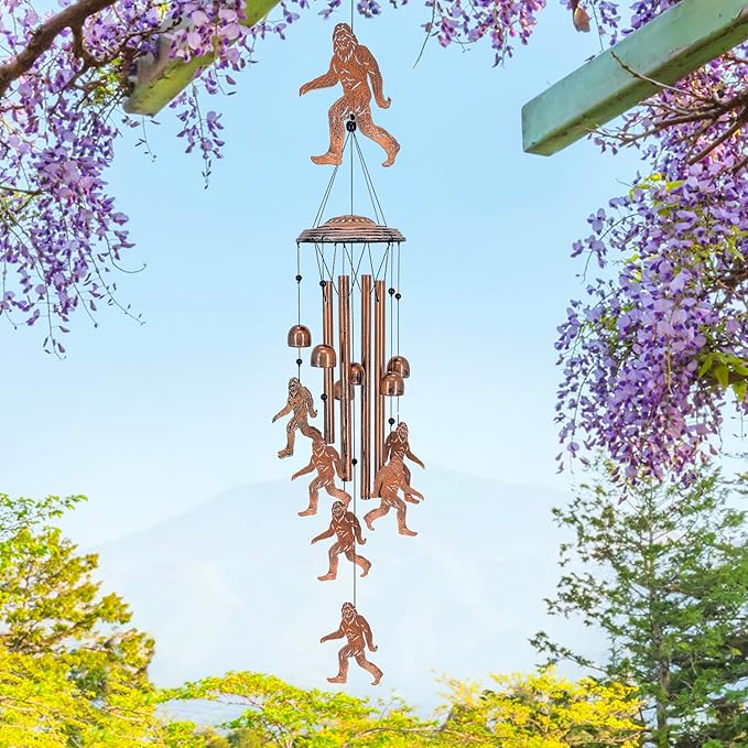 Bigfoot Wind Chimes Outdoor Big Foot Sasquatch Gifts for Men/Women/Dad/Grandpa Birthday Gift Memorial Gift Metal WindChimes for Outside/Indoors, Home, Lawn, Porch, Patio, Garden Decor, Yard Decoration