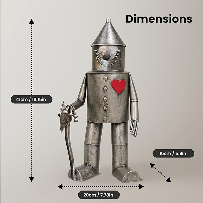 Tin Man Outdoor Statue – Whimsical Metal Yard Decor for Lawn or Patio – Unique Weatherproof Ornament – Giftable Sculpture for Outdoor Enthusiasts