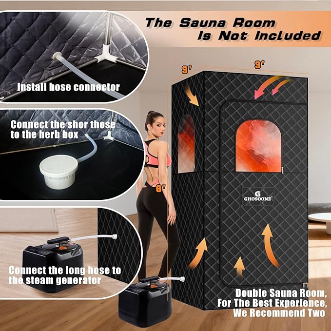 Portable Home Sauna Steam Machine with Remote Control - 1600w 4l Upgrated Fast-Heating System, 9-Level Adjustable Steam & 120-Min Timer, for Home Spa Sauna Accessories
