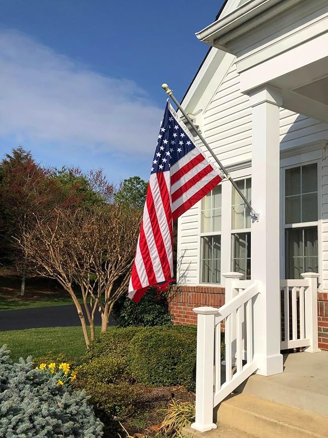 Nylon Embroidered American US Flag 4x6 FT 100% Made in The USA- Heavy Duty Vibrant Colors United States Flag with Embroidered Stars and Sewn Stripes for Home/Company/Indoor Outdoor Decoration (FMAA Certified)