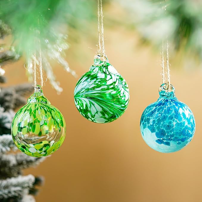 3pcs Hand Blown Glass Gazing Balls Hanging Friendship Ball Decor for Home Garden Patio