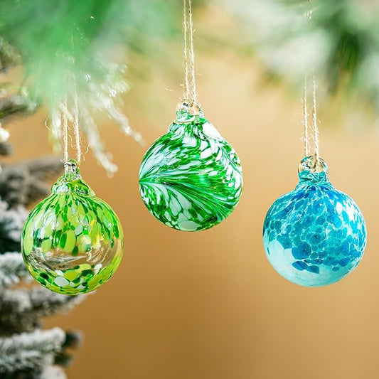 3pcs Hand Blown Glass Gazing Balls Hanging Friendship Ball Decor for Home Garden Patio