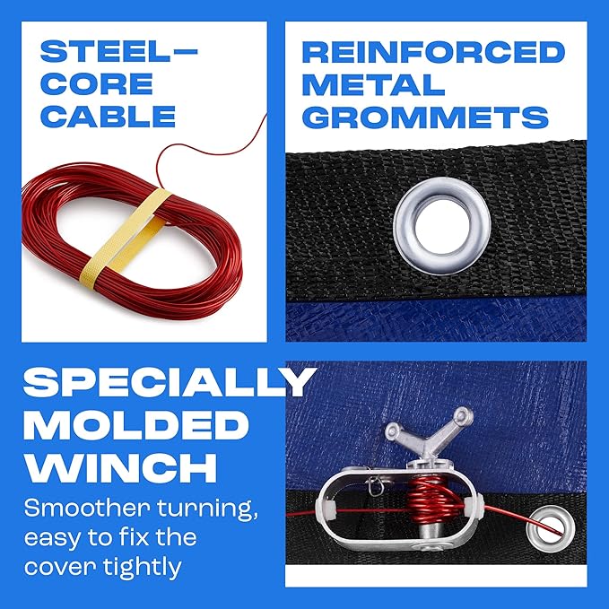 Winter Pool Cover 30 ft Round for Above Ground | Extra Thick & Durable Above-Ground Pool Cover | Sapphire Series of Premium Cold- and UV-Resistant Pool Cover | by Yankee Pool Pillow