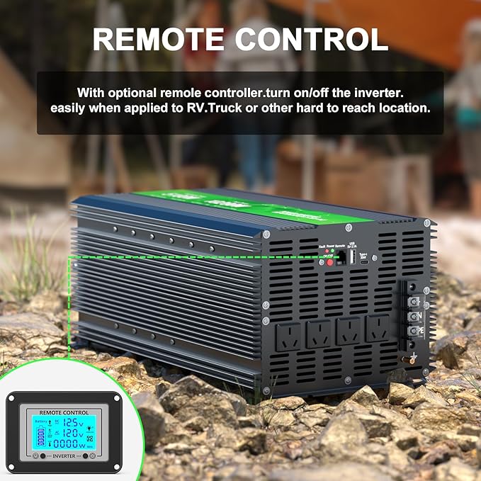 5600W Power Inverter,Peak Power 11200W 12V DC to AC 110120V,Remote Control with 4AC Outlets and3.1USB Port,LCDDisplay