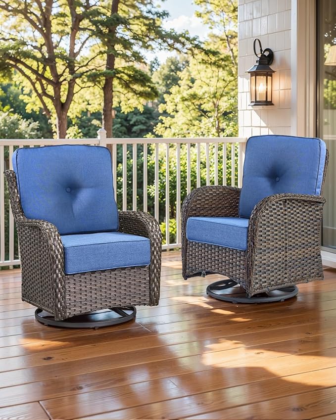 Luxury 22x24/22x25 6-Inch Patio Sofa Cushions Set of 3 - Memory Foam Deep Seat Water Repellent Patio Cushion for Dining Rocking Swivel Chairs Loveseat 3-Seater Sectional Couch - Navy Blue