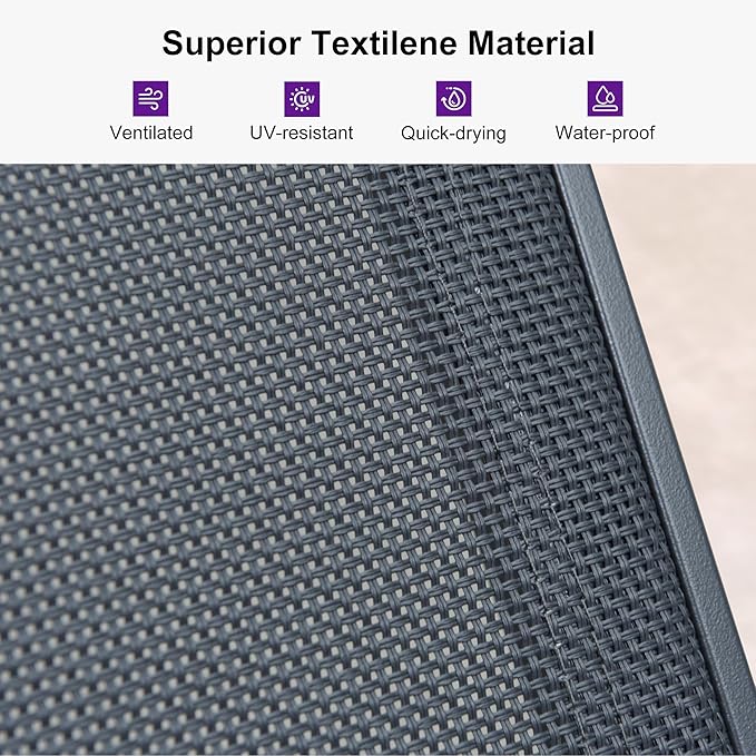PURPLE LEAF Chaise Lounge Chair Outdoor 2 Pieces Pool Lounge Chairs 5 Adjustable Position with Armrests and Side Table Aluminum Patio Lounge Chair for Outside Backyard Beach Pool, Grey