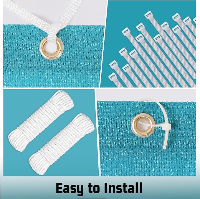 SUNNY GUARD Shade Cloth Custom Size 19x23 FT Sun Shade Screen Fabric Shade Cover Tarp with Grommets for Pergola Backyard Garden, Turquoise(We Customized)